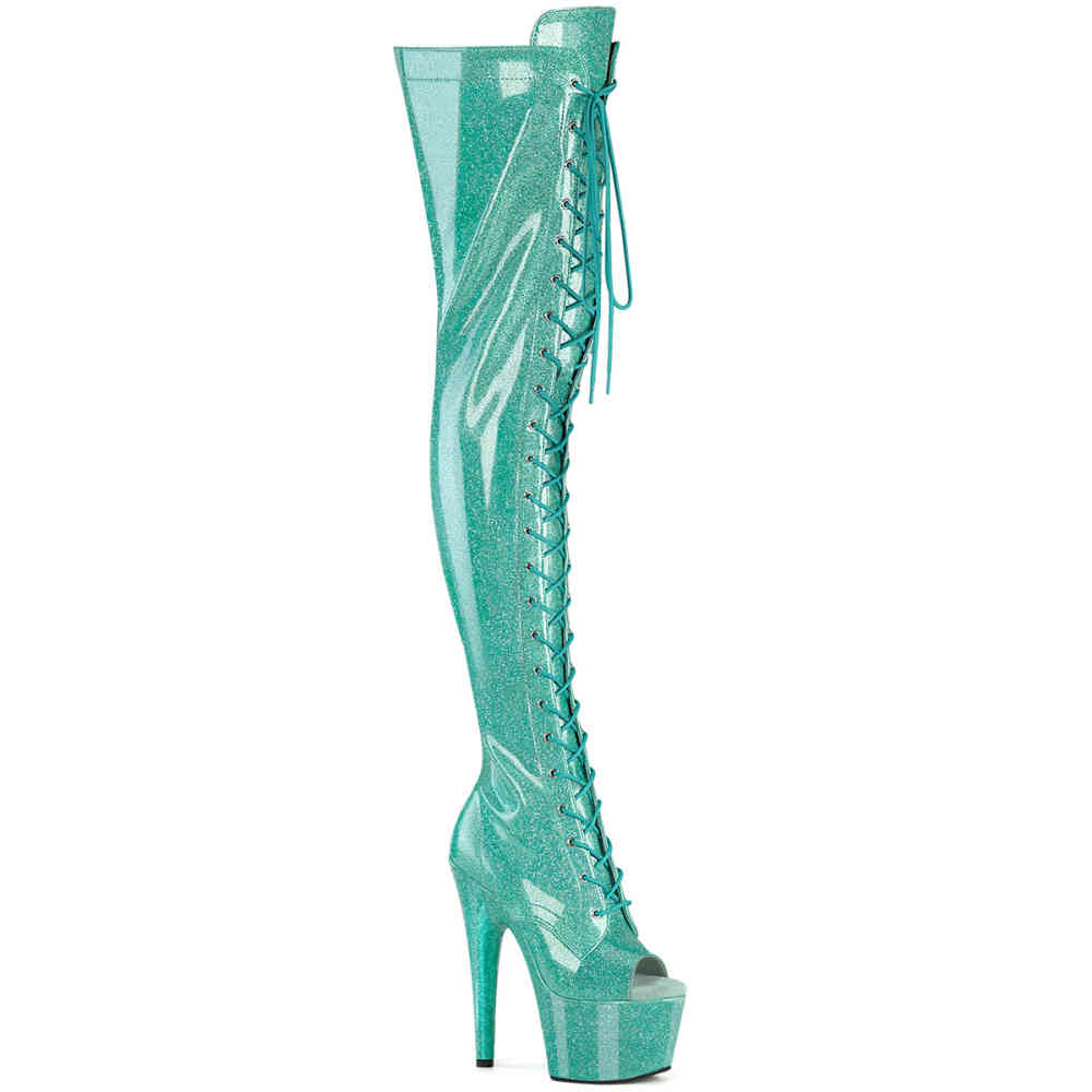 Pleaser - ADORE3021GP Bottes cuissardes à plateforme - Bleu Product image